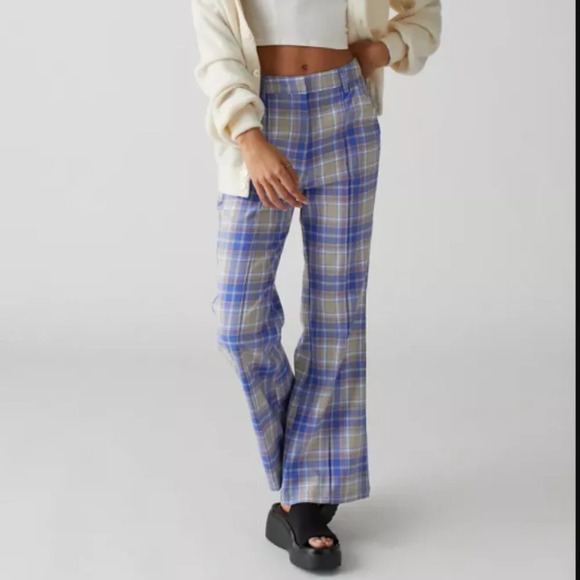 Urban Outfitters Women's High Waisted Plaid  Wide Leg Pants Size 4 - Picture 1 of 8